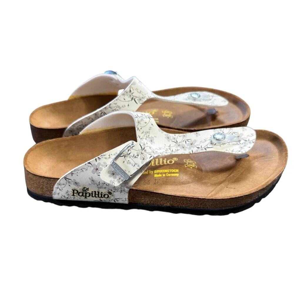 Birkenstock Gizeh Papillio Flor Magnolia White Gray Floral Slip On Women's 6.5-7